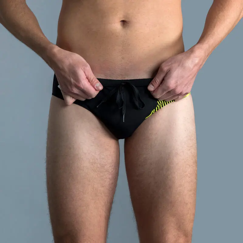 Bañador Hombre Natación Arena Slip Negro Amarillo - Imagen 3