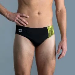 Bañador Hombre Natación Arena Slip Negro Amarillo