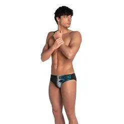 Bañador Slip Arena Hombre Negro Azul