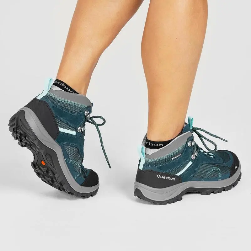 Botas De Montaña Y Trekking Impermeables Mujer Quechua MH100 Azul - Imagen 4