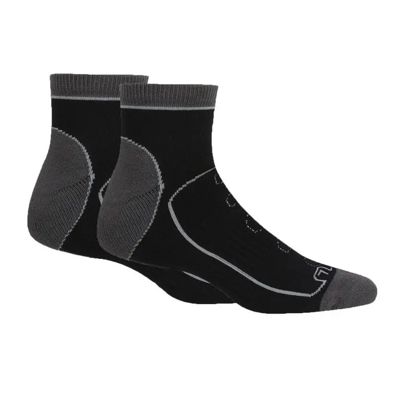 Regatta Calcetines Al Tobillo Samaris Trail Para Hombre Packs De 2 Negro, Acero Oscuro - Imagen 2