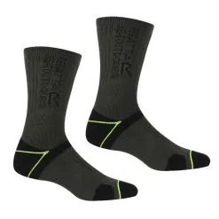 Regatta Calcetines Blister Protection II Para Hombre Pack De 2 Negro, Lima Eléctrico