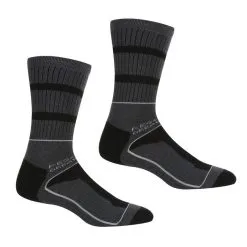 Regatta Calcetines Samaris 3 Season Para Hombre Pack De 2 Negro, Acero Oscuro