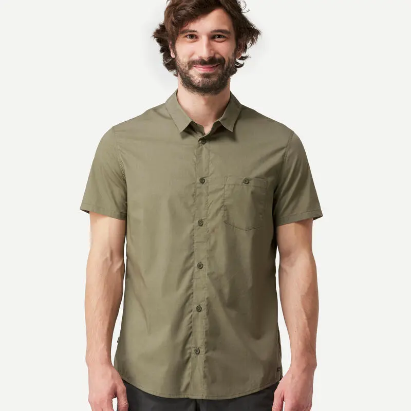 Forclaz CAMISA DE TREKKING VIAJE TRAVEL 100 MANGAS CORTAS MARRÓN HOMBRE - Imagen 3