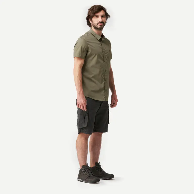 Forclaz CAMISA DE TREKKING VIAJE TRAVEL 100 MANGAS CORTAS MARRÓN HOMBRE - Imagen 4