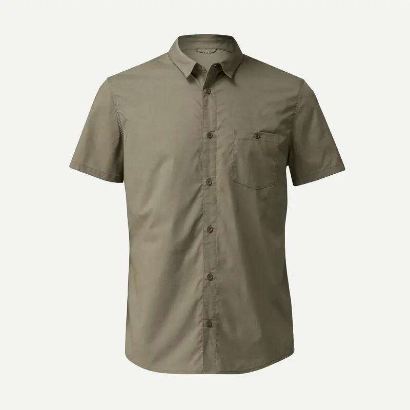 Forclaz CAMISA DE TREKKING VIAJE TRAVEL 100 MANGAS CORTAS MARRÓN HOMBRE