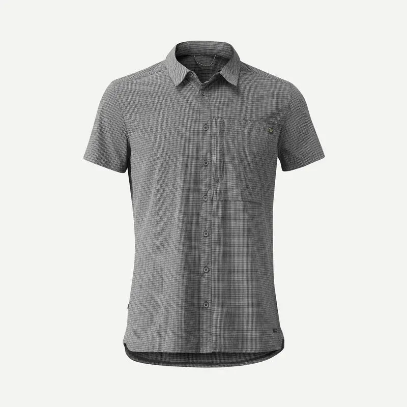 Forclaz CAMISA DE TREKKING VIAJE TRAVEL 500 STRETCH MANGAS CORTAS GRIS HOMBRE