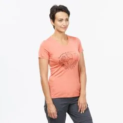 Camiseta De Montaña Y Trekking Lana Merino Mujer Forclaz Travel 100