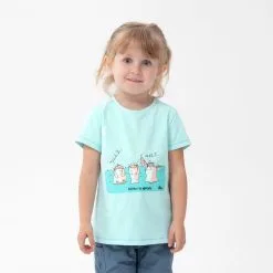 Camiseta De Montaña Y Trekking Manga Corta Niños 2-6 Años Quechua MH100 Verde