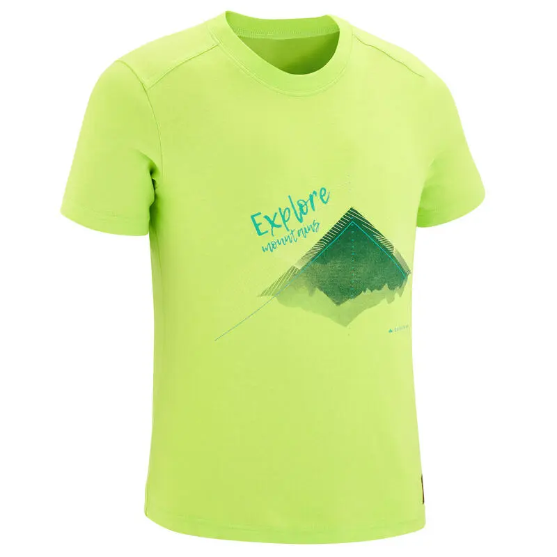 Camiseta De Montaña Y Trekking Manga Corta Niños 7-15 Años Quechua MH100 Verde - Imagen 4