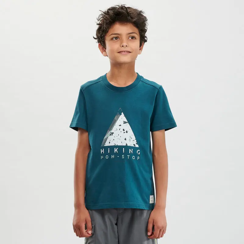 Camiseta De Montaña Y Trekking Manga Corta Niños 7-15 Años Quechua MH100 Verde - Imagen 5