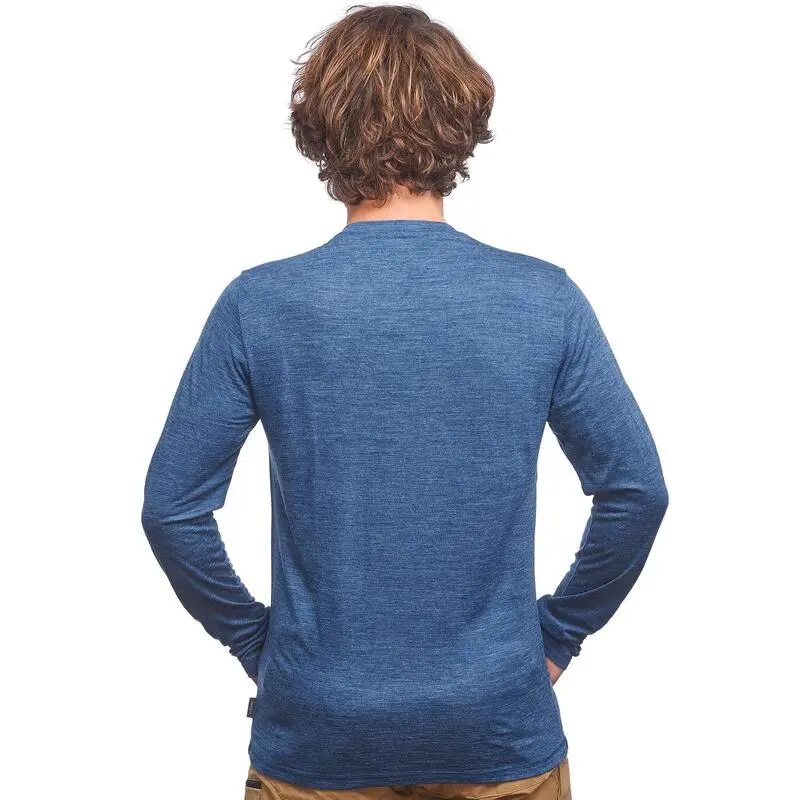 Camiseta Montaña Y Trekking Lana Merina Hombre Forclaz Travel 500 Gris - Imagen 6