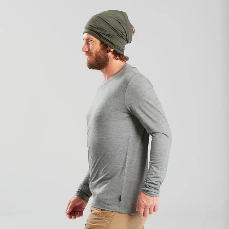 Camiseta Montaña Y Trekking Lana Merina Hombre Forclaz Travel 500 Gris - Imagen 4