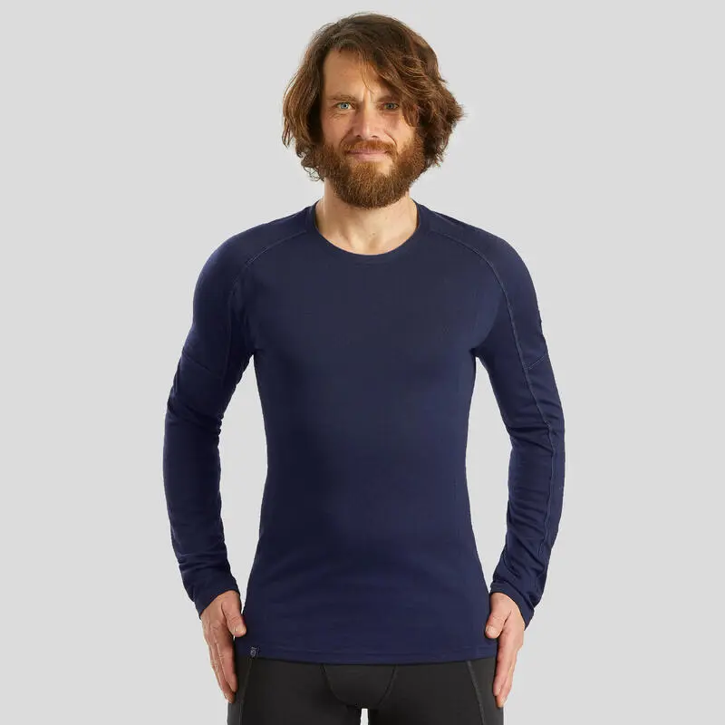 Camiseta Montaña Y Trekking Lana Merina Hombre Forclaz Trek 500 Naranja - Imagen 6