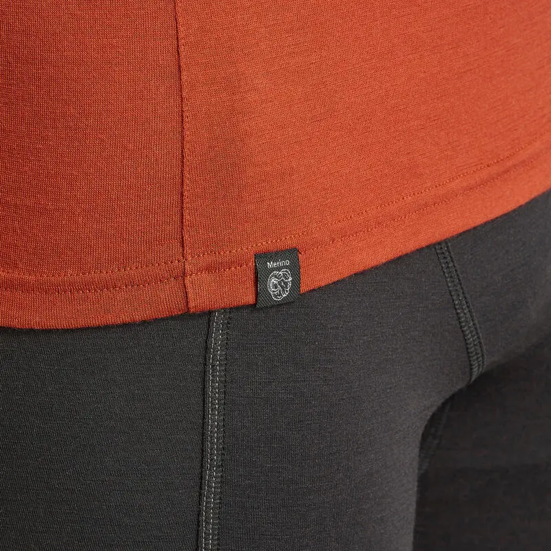 Camiseta Montaña Y Trekking Lana Merina Hombre Forclaz Trek 500 Naranja - Imagen 4