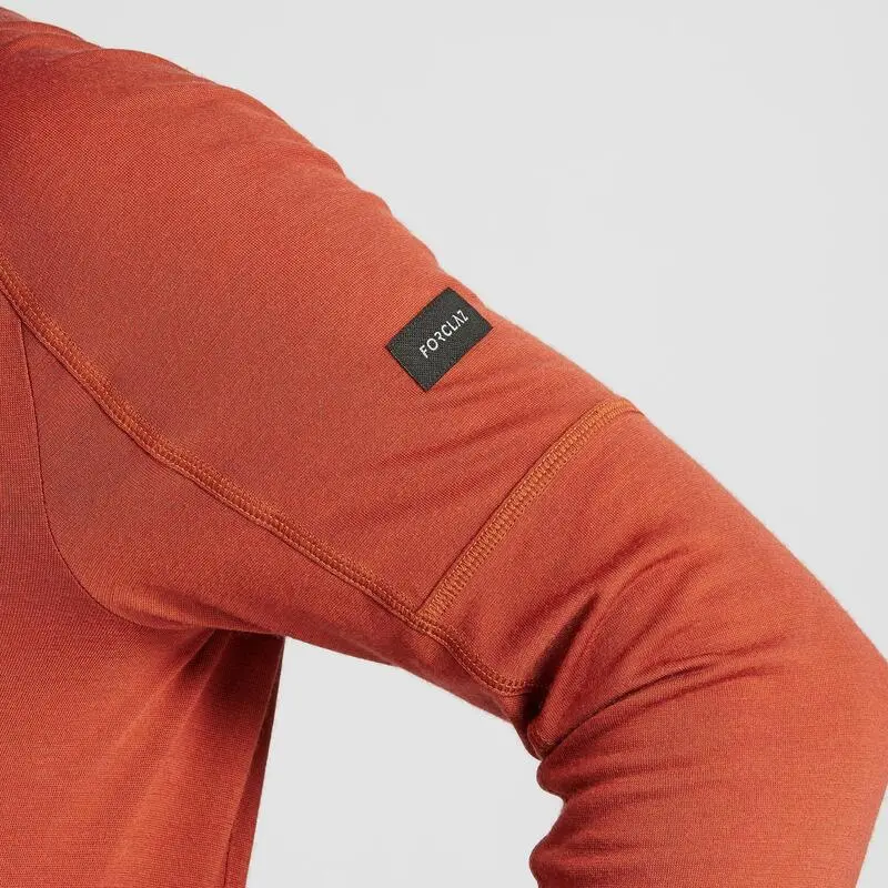 Camiseta Montaña Y Trekking Lana Merina Hombre Forclaz Trek 500 Naranja - Imagen 5