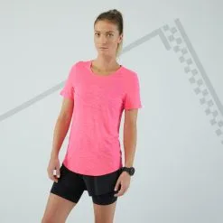 Camiseta Running Transpirable Mujer - KIPRUN CARE Rosa