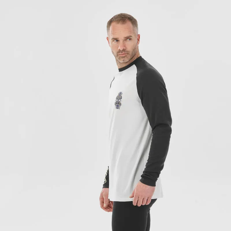 WEDZE Camiseta Térmica De Esquí Hombre - BL 590 Brokovich Lana Merina - Negro Blanco - Imagen 2