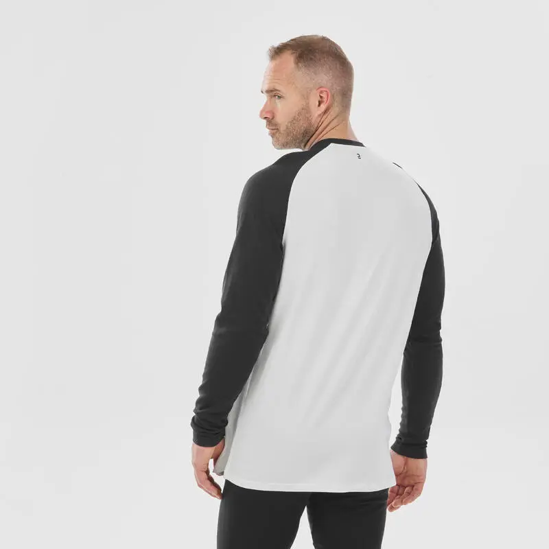 WEDZE Camiseta Térmica De Esquí Hombre - BL 590 Brokovich Lana Merina - Negro Blanco - Imagen 3