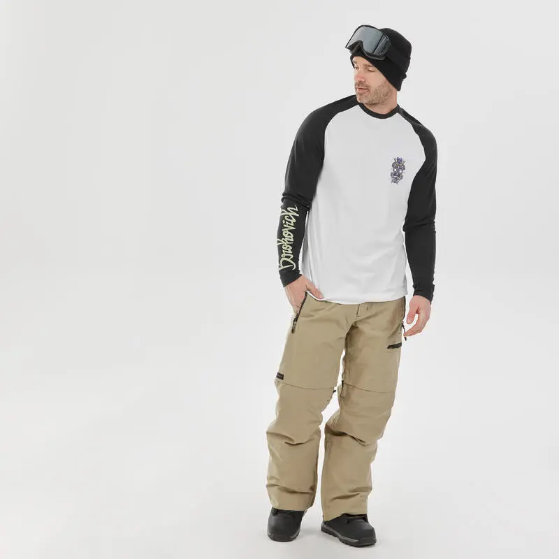 WEDZE Camiseta Térmica De Esquí Hombre - BL 590 Brokovich Lana Merina - Negro Blanco - Imagen 4