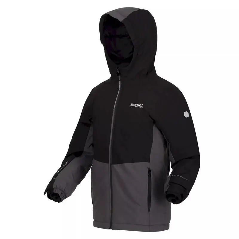 Regatta Chaqueta Acolchada Highton III Para Niños/Niñas Negro, Gris Oscuro - Imagen 3