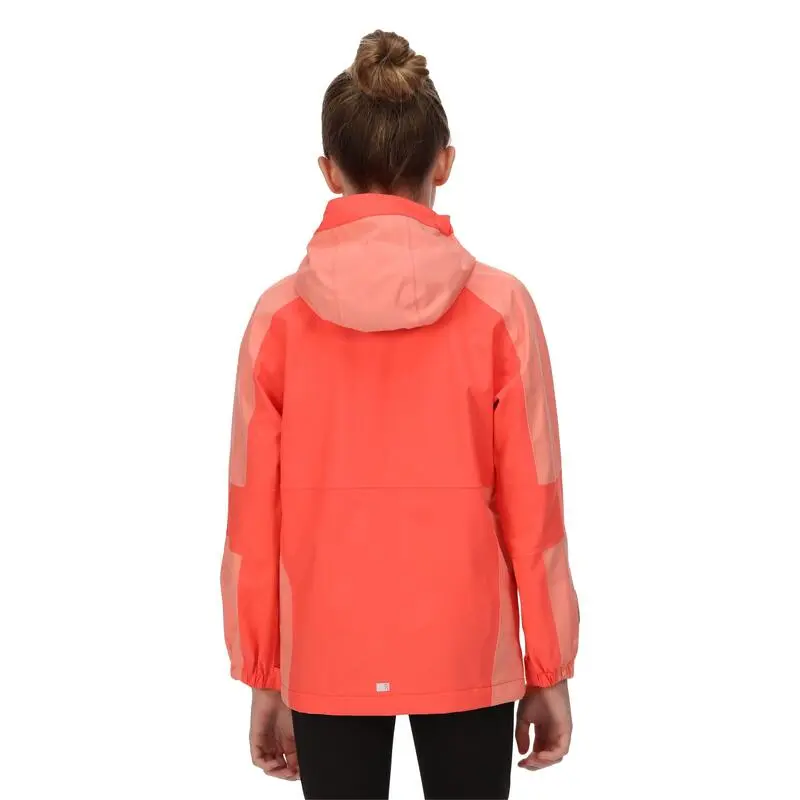 Regatta Chaqueta Impermeable Rayz Para Niños/Niñas Melocotón Neón, Coral Fusión - Imagen 4