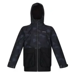 Regatta Chaqueta Impermeable Salman Camuflaje Para Niños/Niñas Negro