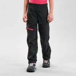 Pantalón De Montaña Y Trekking Desmontable Niños 7-15 Años Quechua MH500 Negro