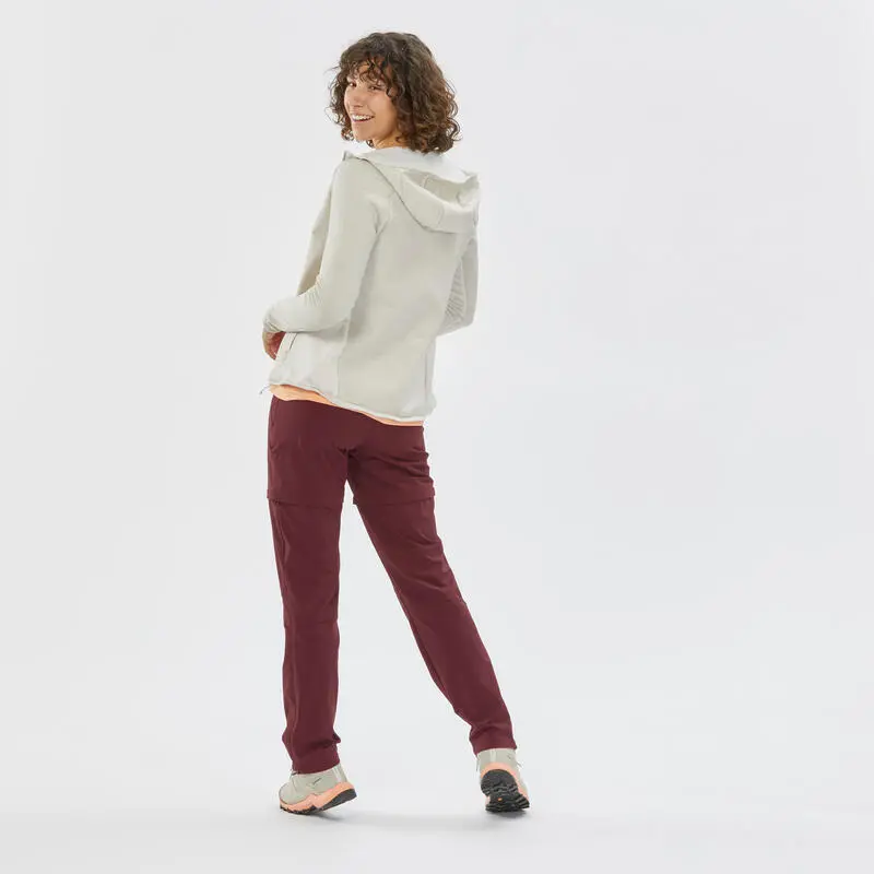 Pantalón Desmontable Montaña Y Trekking Mujer Quechua MH550 Granate - Imagen 2