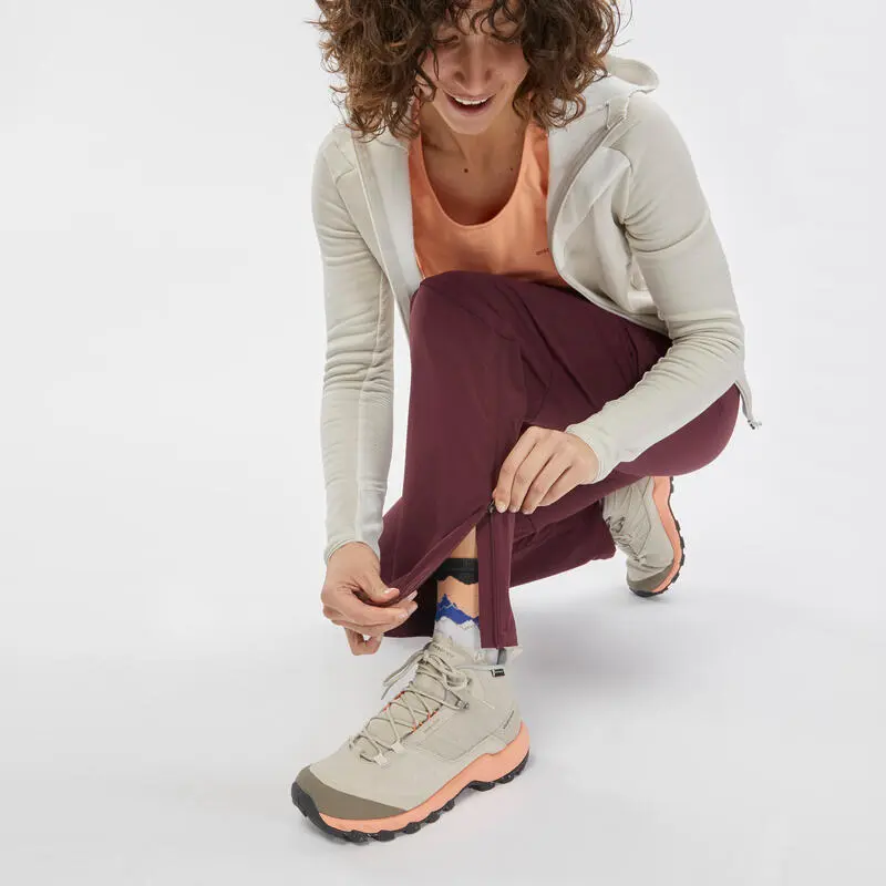 Pantalón Desmontable Montaña Y Trekking Mujer Quechua MH550 Granate - Imagen 4