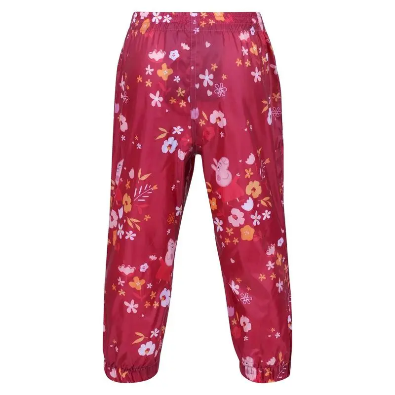 Regatta Pantalones Impermeables Floral Diseño Peppa Pig Para Niños/Niñas Rosa Baya, - Imagen 2