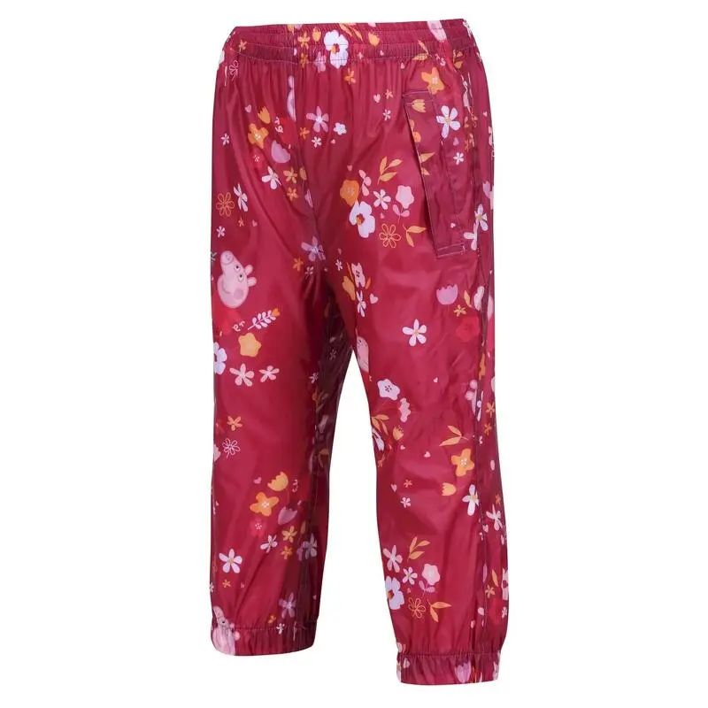 Regatta Pantalones Impermeables Floral Diseño Peppa Pig Para Niños/Niñas Rosa Baya, - Imagen 3