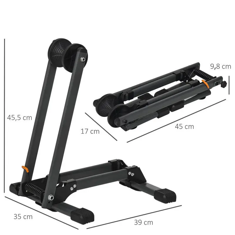 Soporte Para Bicicleta HOMCOM Negro 39x35x45,5 Cm Metal Nylon - Imagen 3