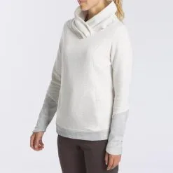 Sudadera Polar De Montaña Y Trekking Mujer Quechua NH100 Blanco