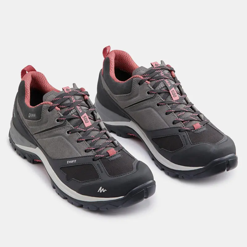 Zapatillas De Montaña Y Trekking Impermeables Mujer Quechua MH500 Gris - Imagen 2